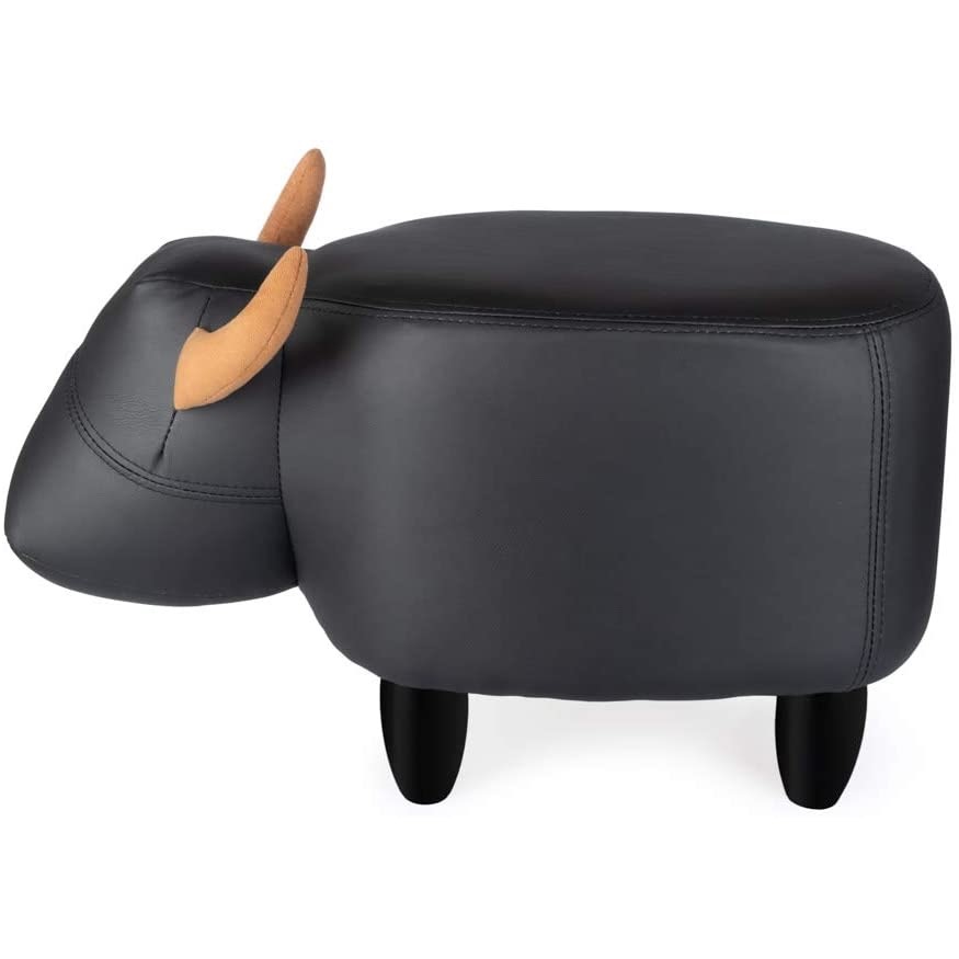 Acquista online Balvi Sgabello Pouff la vacca Nera finta pelle con gambe legno Balvi